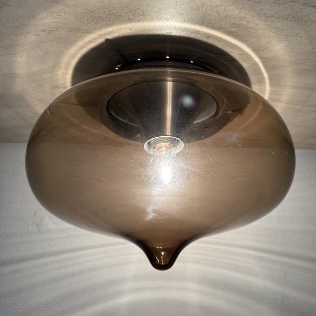Mid-Century Modern Smoked Glass Ceiling Lamp from Dijkstra, 1970s For Sale - Image 11 of 14