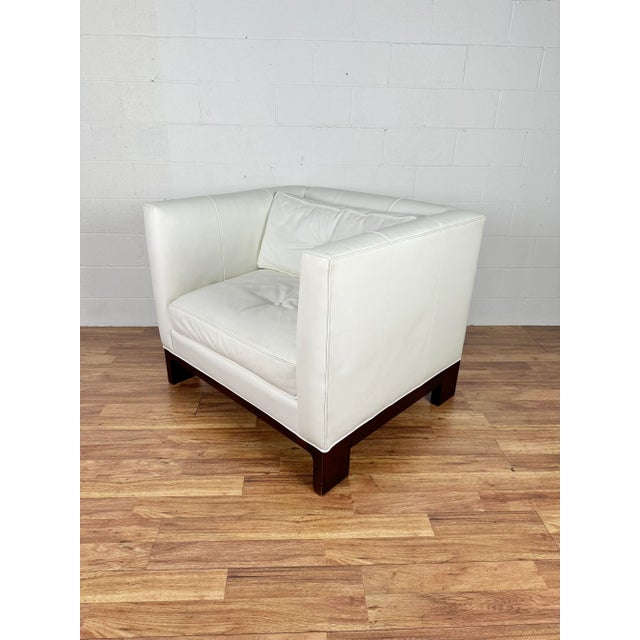 Kelly Hoppen for Century Furniture White Leather Club Chair For Sale In Charlotte - Image 6 of 12
