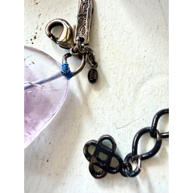 2000s Oscar De La Renta Necklace Choker Amethyst Large Smooth Tumble Beads Signed For Sale - Image 11 of 12