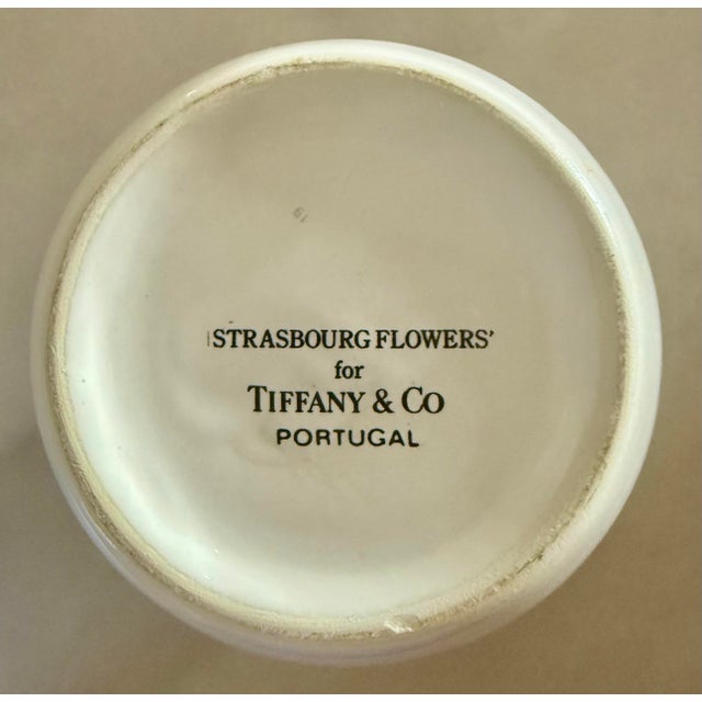 Tiffany & Co. White Porcelain Vase in the Strasbourg Flowers Pattern With Polychrome Decoration of Scattered Flowers and Foliage, Made in Portugal For Sale In San Antonio - Image 6 of 11