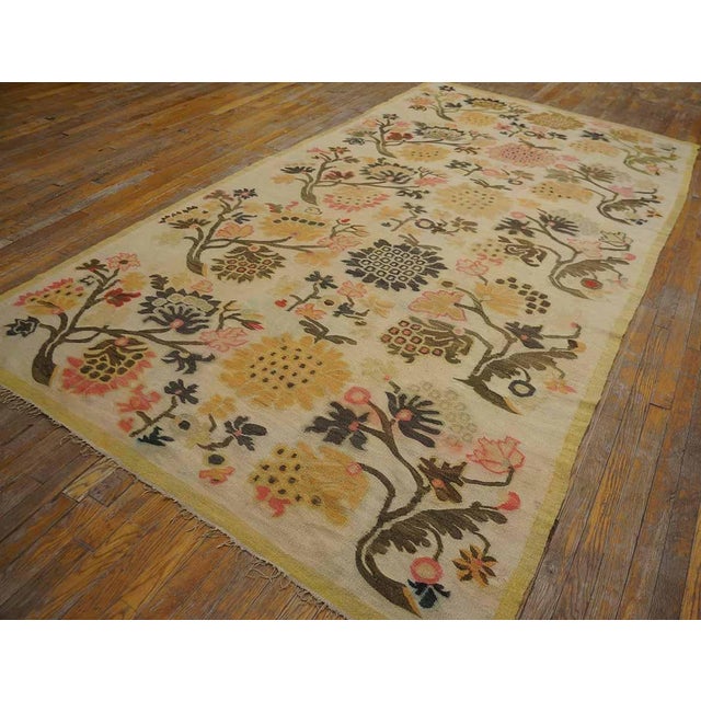 Antique Bessarabian Flatweave Rug With Floral Design in a Special Ivory Background Color For Sale - Image 10 of 12