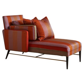 Chaise Lounge in Striped Silk by Paul McCobb for Directional, Usa 1950s For Sale