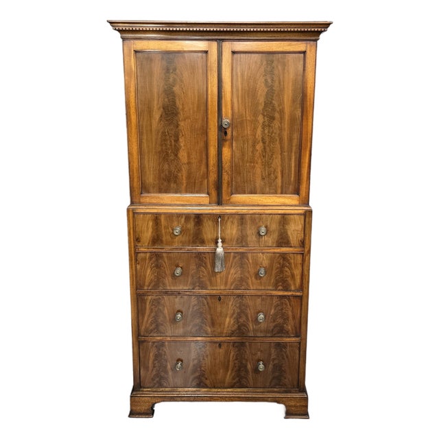Small Mahogany Linen Press, 1900s For Sale