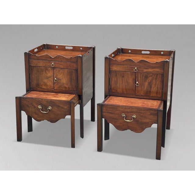 Antique George III Mahogany Bedside Cabinets, 1760, Set of 2 For Sale - Image 3 of 13