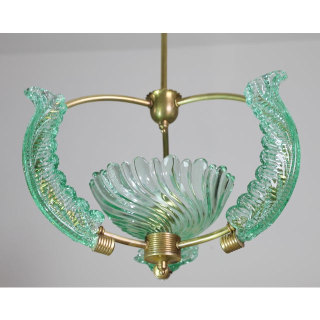 1950s Extra Rare Green Acquamarine Art Deco Barovier E Toso Chandelier For Sale - Image 6 of 16