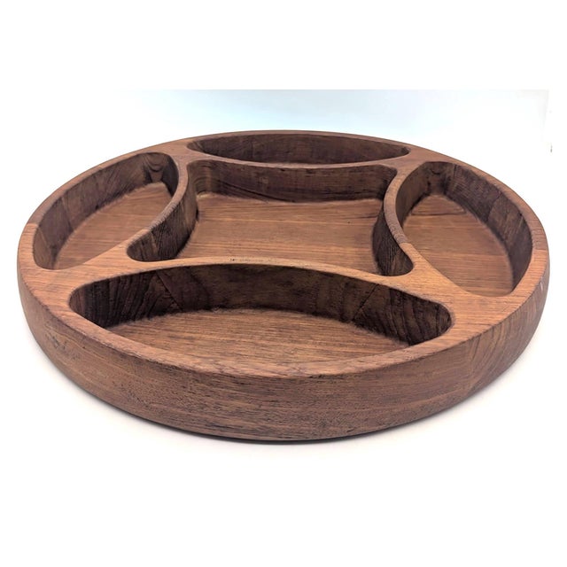 Mid-Century Modern 1980s Jens Quistgaard Dansk Teak Wood Partitioned Snack Bowl For Sale - Image 3 of 10