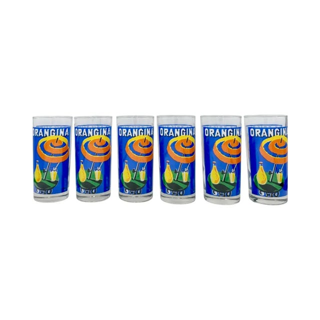 Vintage Set 6 Orangina Drinking Glasses For Sale - Image 13 of 15