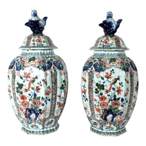 Gallic Grandeur: Geo Martel's Polychrome Chinoiserie Faience Vases