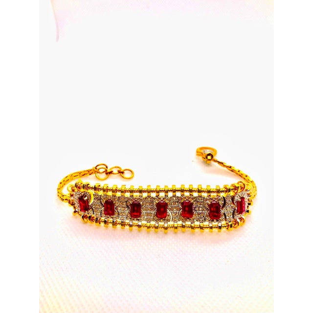 Bochic “Vintage Retro” Natural Rubies from Africa & Diamonds Set In 18K Gold & Silver Can wear as an anklet as well...