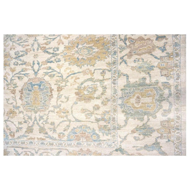 Ivory Afghan Sultanabad Wool 10x14 Ivory, Yellow & Charcoal Handmade Area Rug #1142156 For Sale - Image 8 of 10