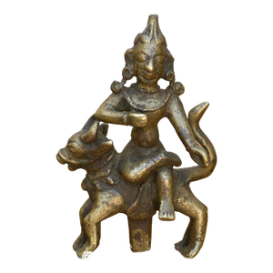 Antique Bronze Deity Figure on Nandi Bull
