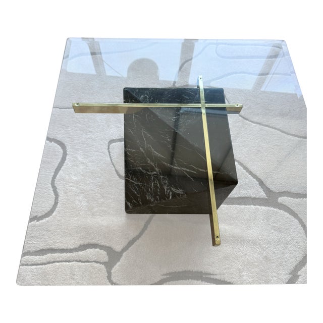 Artedi Italia Black Marble & Glass Coffee Table For Sale