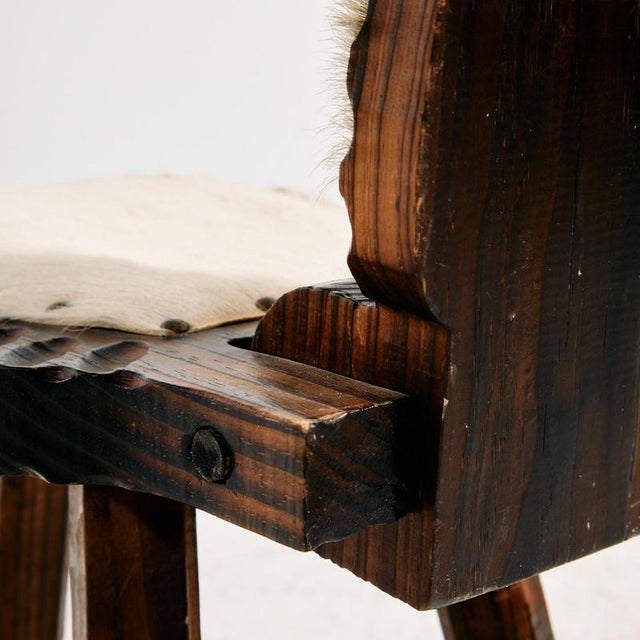 Vintage Hand-Crafted Chair with Cowhide, 1970s For Sale - Image 9 of 13