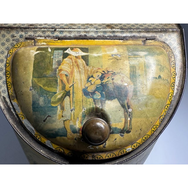 American Antique Tin Litho General Store Canister: Spanish Mexico Theme For Sale - Image 3 of 10