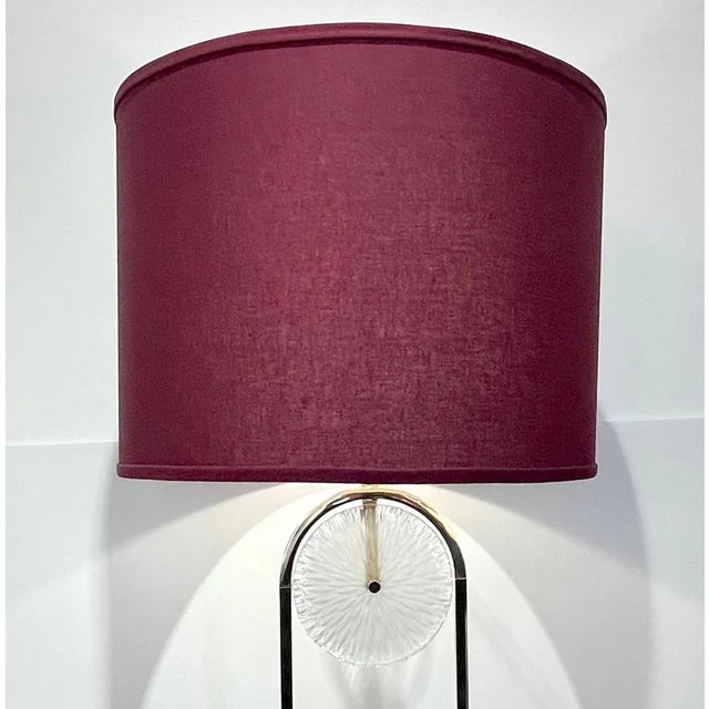 Art Deco European Art Deco Style Minimalist Crystal Murano Glass Brass Marble Floor Lamp For Sale - Image 3 of 12