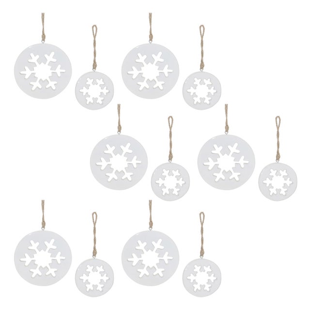 Wood White Wood Snowflake Cut-Out Ornament (Set of 12) For Sale - Image 7 of 7