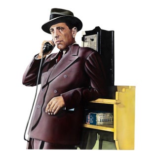 Cesar Santander Humphrey Bogart Talking on the Phone 1996 Signed Oil For Sale