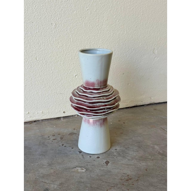 1960s Mid-Century Modern Sculptural Ceramic Vase With Layered Ring Form For Sale - Image 5 of 7