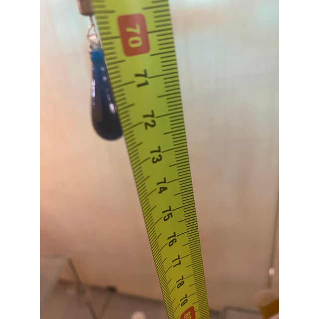 Glass Murano Style Glass Chandelier in Blue Lattimo Color For Sale - Image 7 of 9