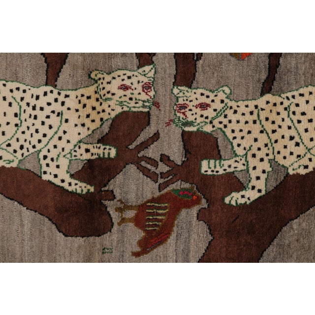 Vintage Gabbeh Wool Runner With Leopard Pictorials by Rug & Kilim, 1950-1959 For Sale In New York - Image 6 of 10