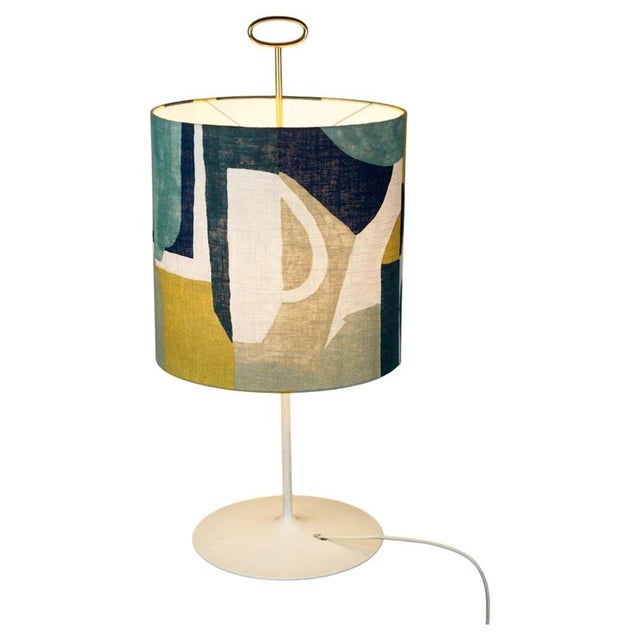 Mid-Century Austrian White Lacquer and Brass Table Lamp attributed to J. T. Kalmar, 1960s For Sale - Image 11 of 11