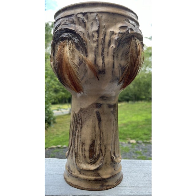 Welcome to Celestial Nonesuch For Sale Today: A gorgeous, and quite rare, handmade pottery vase epitomizing the Mid-...