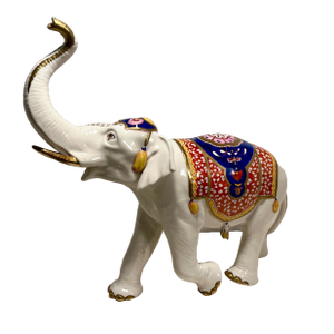 Vintage Rudolf Kammer Volkstedt Germany Hand Painted Elephant Porcelain Figurine