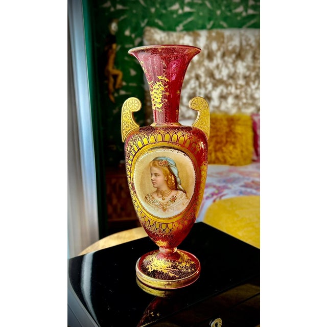 Bohemian Ruby Cranberry Glass Urn Vase from Moser, 1880 For Sale - Image 10 of 18