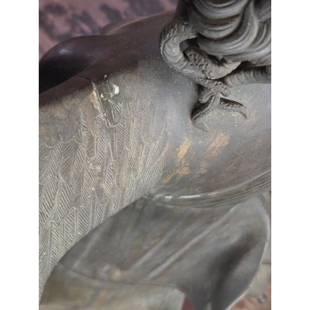 Antique 1900s Large Victory Bronze Statue on Marble Base Snakes Symbol Triumph Over Evil For Sale - Image 10 of 15