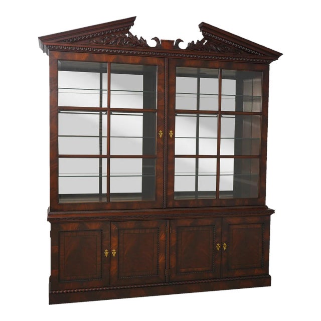 Henredon Large Mahogany Sliding Glass Door Breakfront For Sale