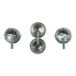 Vintage Italian Cristal Art Sconces in Chrome and Cut Glass, 1970s, Set of 3 For Sale