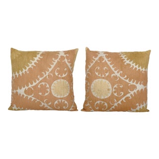 Suzani Pillow Fashioned From a Mid-20th Century Samarkand Suzani - a Pair For Sale