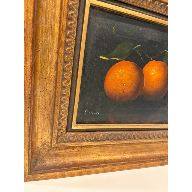Late 20th Century Still Life Vintage Oil Painting of Oranges in Gilt Wood Frame For Sale - Image 5 of 14