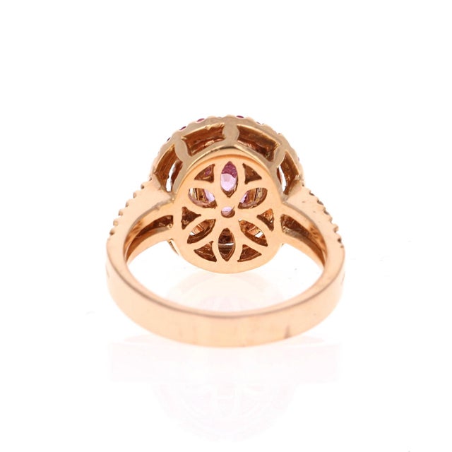 Early 21st Century 2.68 Carat Pink Sapphire Diamond 14 Karat Rose Gold Ring, Size 7 For Sale - Image 5 of 9