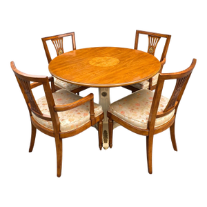Mid 20th Century Henredon Furniture Breakfast Table W/1 Leaf and 4 Chairs - Set of 5