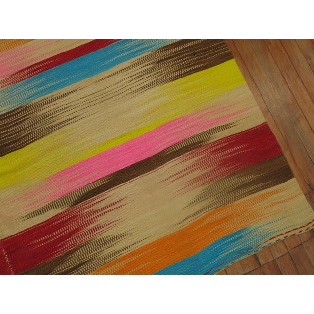 Early 21st Century Retro Turkish Deco Kilim, Rainbow For Sale - Image 5 of 6