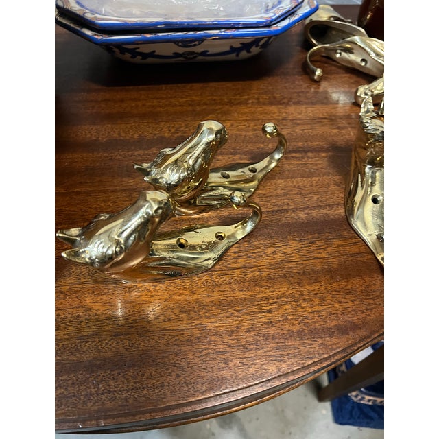 1970s Pair of Solid Brass Equestrian Style Wall Hooks For Sale - Image 4 of 10