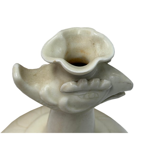 Vintage Off White Bird Head Mouth Ceramic Art Vase For Sale - Image 9 of 9