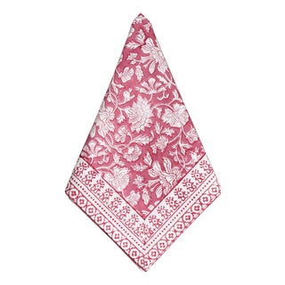 Cabana Block Print Napkin, Petals & Plums, Set of 8 For Sale