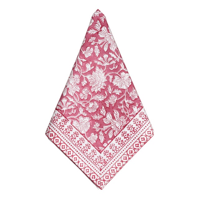 Cabana Block Print Napkin, Petals & Plums, Set of 8 For Sale