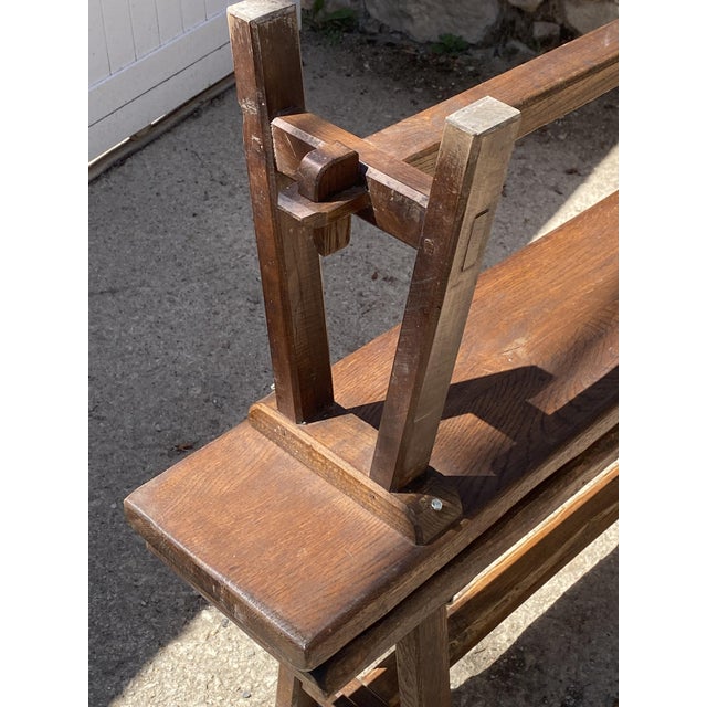 Rustic Oak Farmhouse Bench, 1950s For Sale - Image 13 of 18