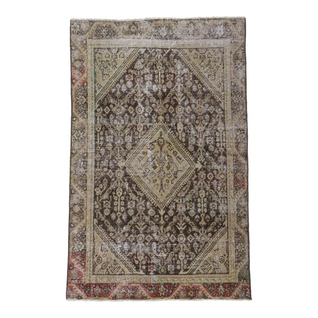 Antique-Worn Persian Mahal Rug - 3'10 X 8'06 For Sale