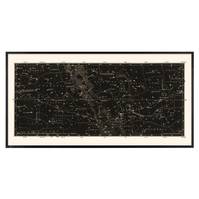 Antique Black Star Map Large Constellation Print For Sale