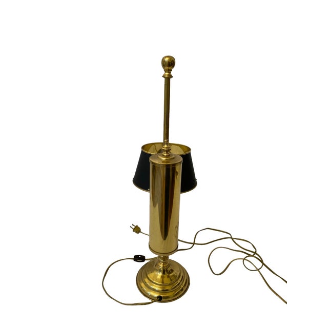 Traditional 1970s Chapman Attributed Brass Desk Lamp With Tole Shade For Sale - Image 3 of 8
