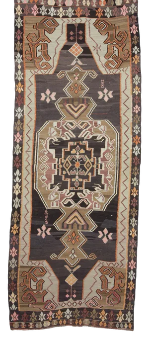 Handwoven Vintage Turkish Kars Kilim Rug