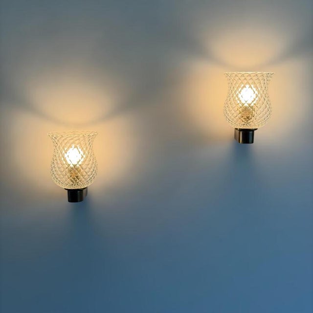 Wall Lights attributed to Archimede Seguso for Seguso Vetri d'Arte, 1940s, Set of 2 For Sale - Image 3 of 17