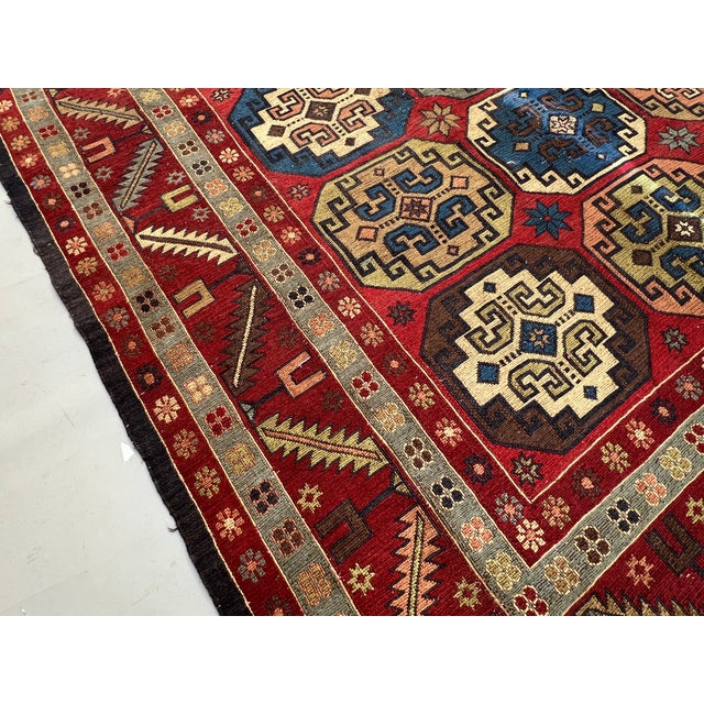 Vintage Caucasian Soumak Flatweave Medallion Rug - 10'7" X 5'3" For Sale - Image 4 of 15