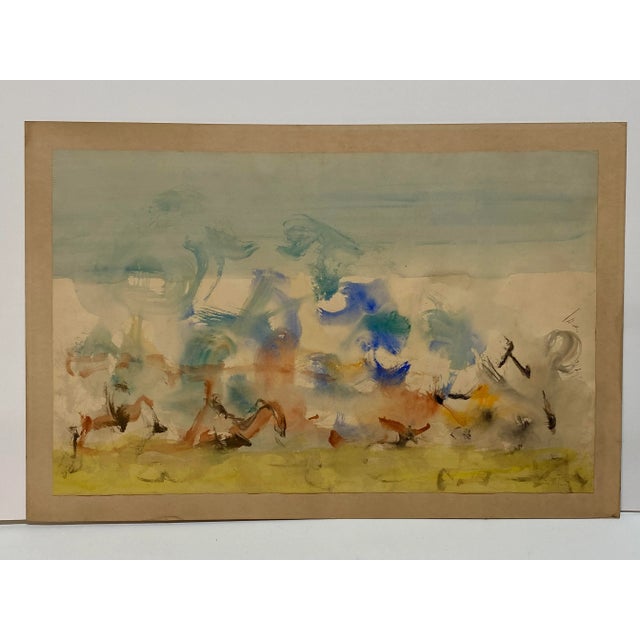 1960s 1964 Abstract Watercolor Signed Ducet For Sale - Image 5 of 10