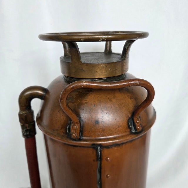 Mid-Century Elkhart Brass 2.5 Gal Soda-Acid Vintage Fire Extinguisher W/ Pyrene Bottle For Sale In Tampa - Image 6 of 18
