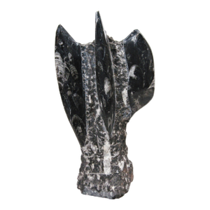 Orthoceras Fossil Stone Sculpture Moroccan Black Marble
